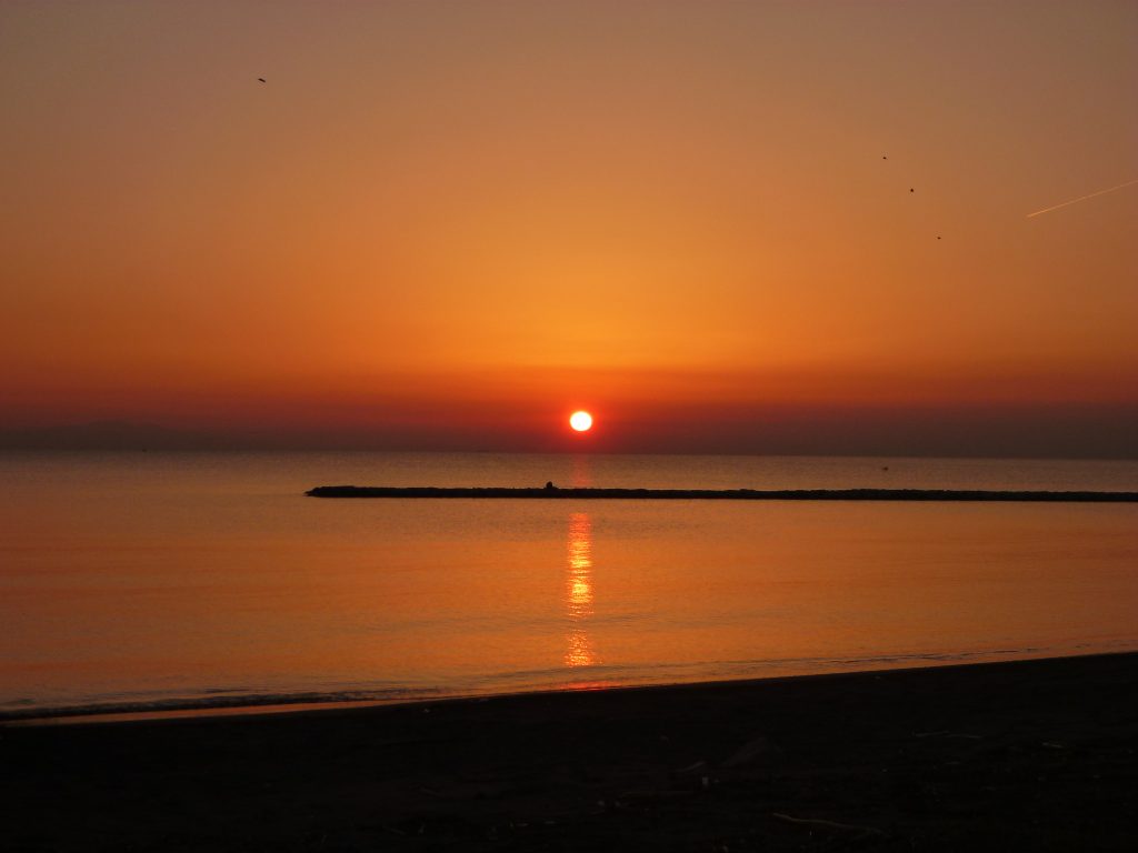 北条海岸の夕日